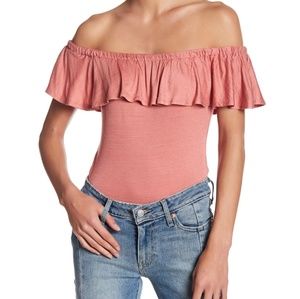 Harlow and Grahm Off the Shoulder Pink Bodysuit